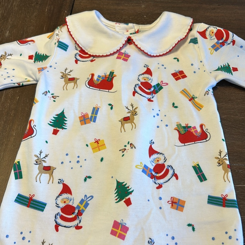 Little English Festive Santa One Piece - White and Red